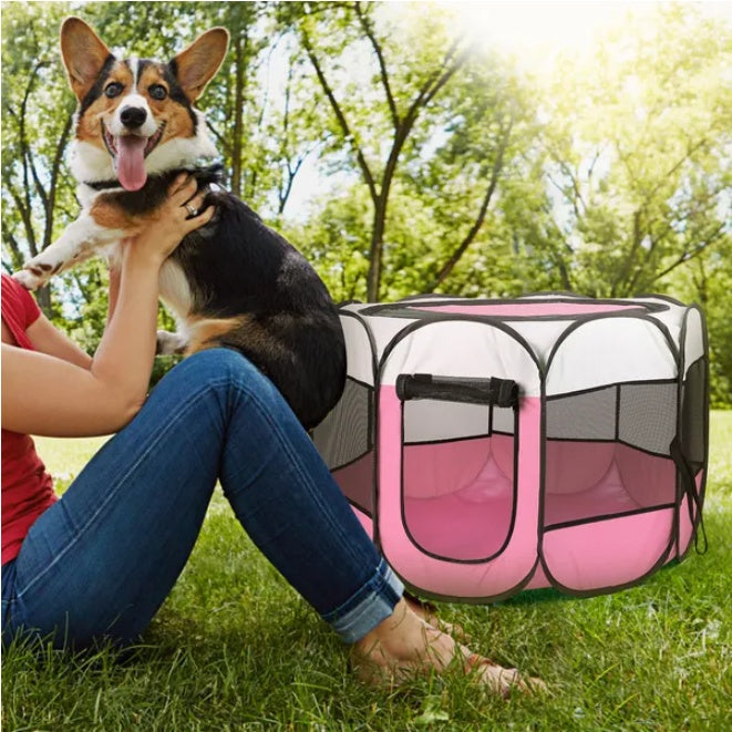 Portable Foldable Pet Fence Sports Pen Dog House