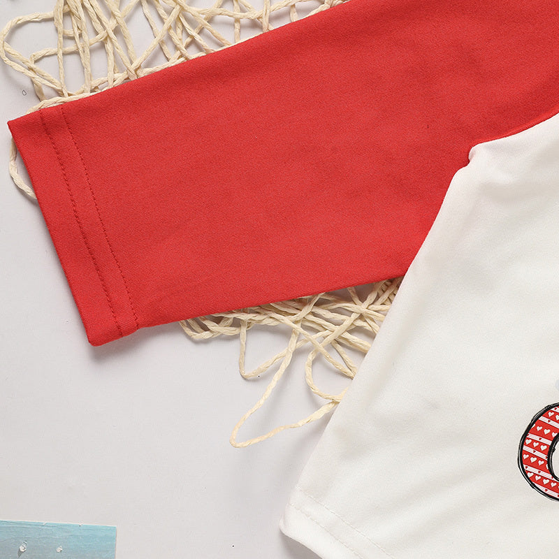 2pcs Baby Boy's 'Heart Crusher' Print Valentine's Day Set, Long Sleeve T Shirt Top & Black Heart Print Pants