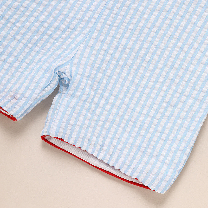 Infant Baby Boy 4th Of July American Flag Smocked Romper Summer Sleeveless Jumpsuit For Independence Day & Memorial Day Celebrations