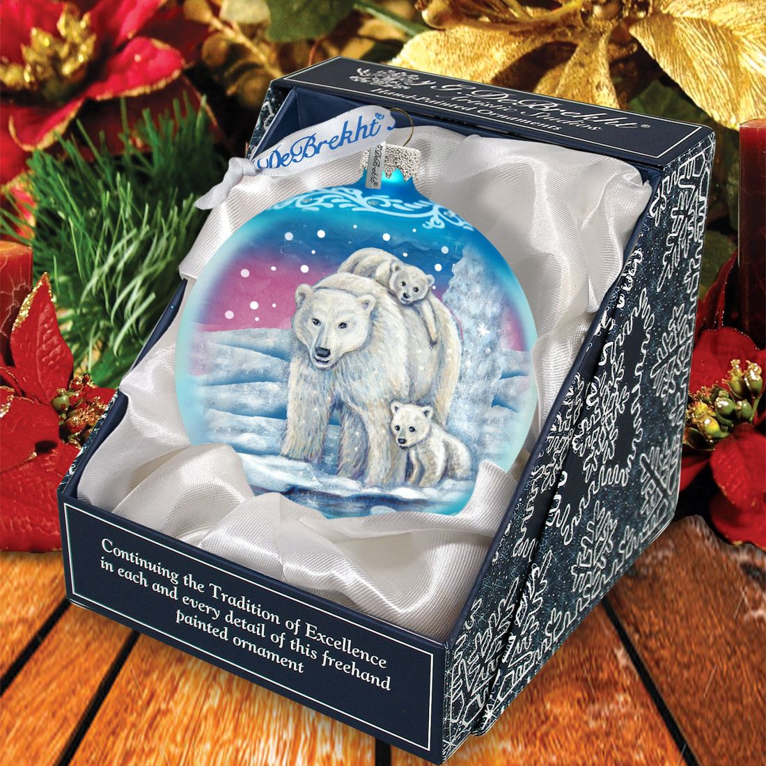 Polar Family Ball Glass Ornament by G. DeBrekht - Wildlife Holiday Decor - 73322-3