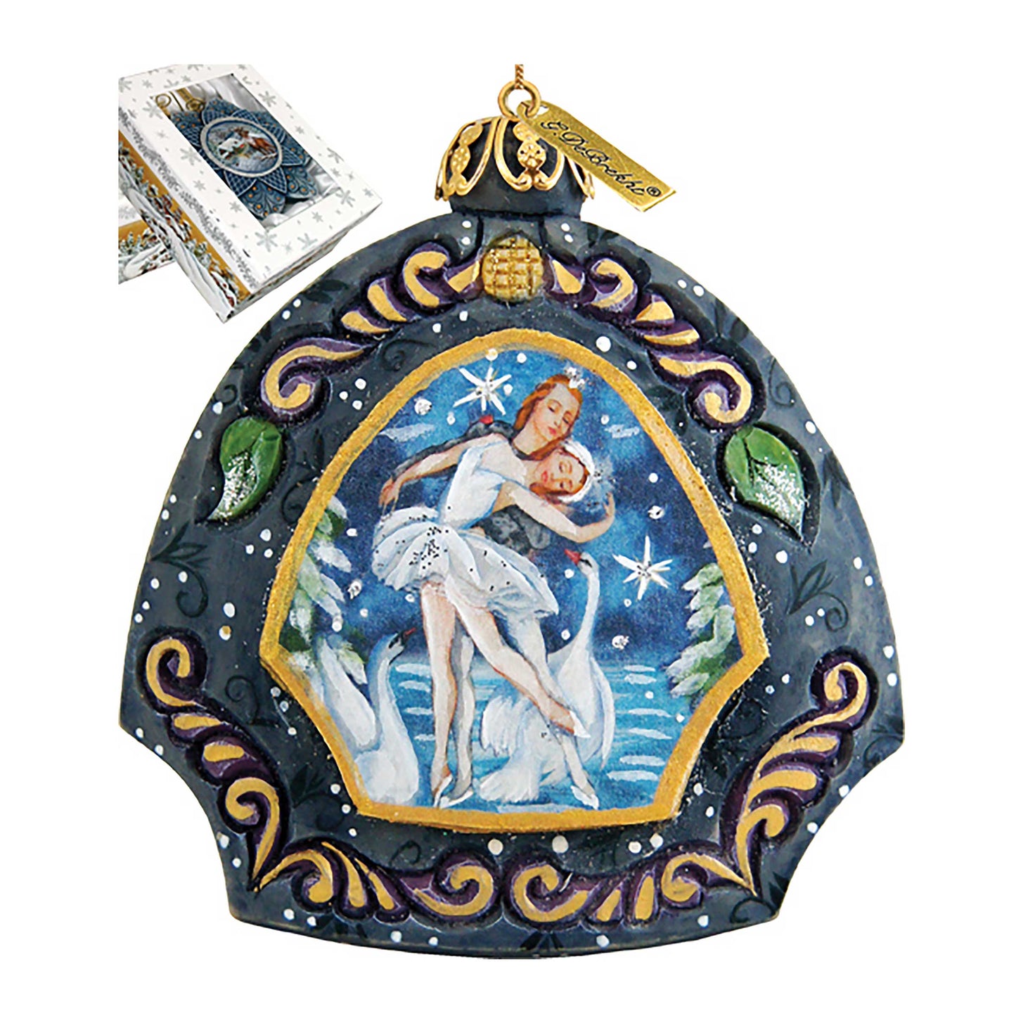 Swan Lake Sculpted Hand-Painted Christmas Ornament by G. DeBrekht - Love Family Kids Decor - 6102834-2