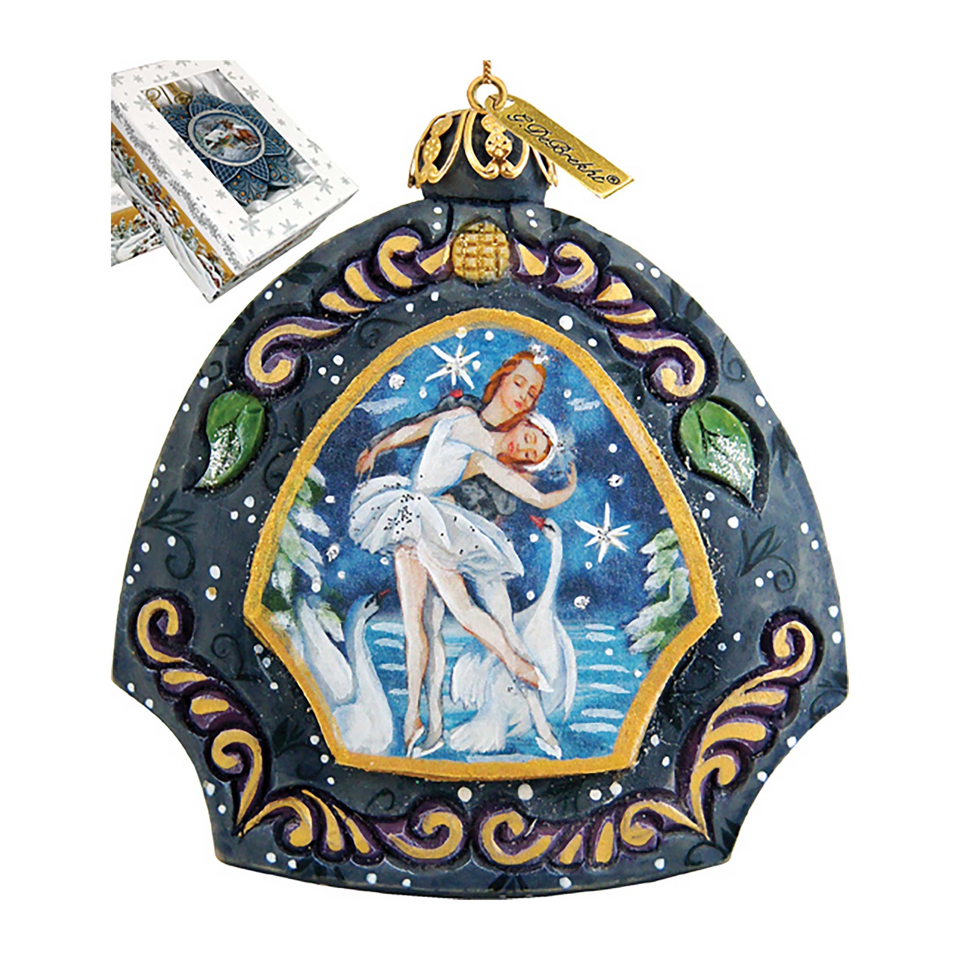 Swan Lake Sculpted Hand-Painted Christmas Ornament by G. DeBrekht - Love Family Kids Decor - 6102834-2