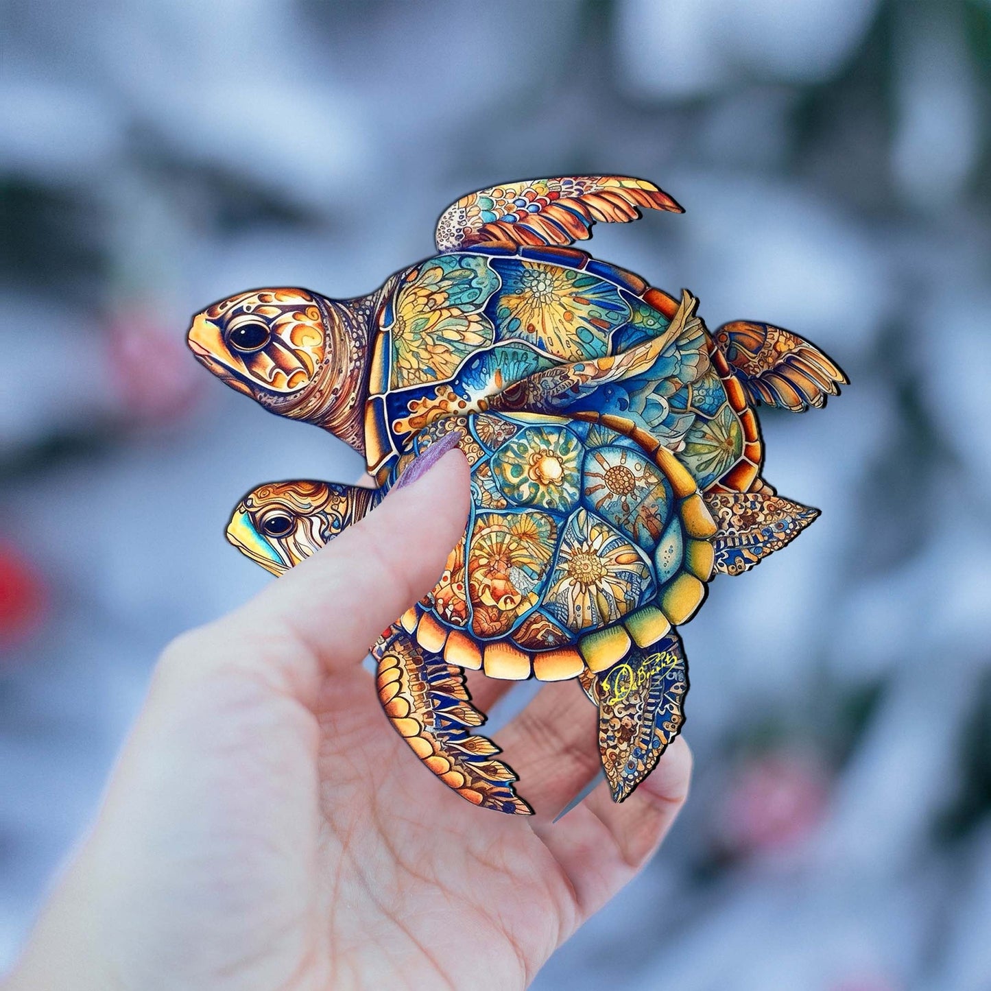 Coastal Decorations - Turtles Wooden Ornaments by G.Debrekht Coastal Holiday Decor - 8688192-4