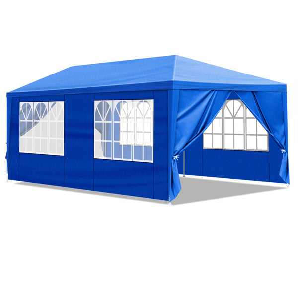 10'x20' Outdoor Party Tent With 6 Removable Sidewalls, Waterproof Canopy Patio Wedding Gazebo, Blue