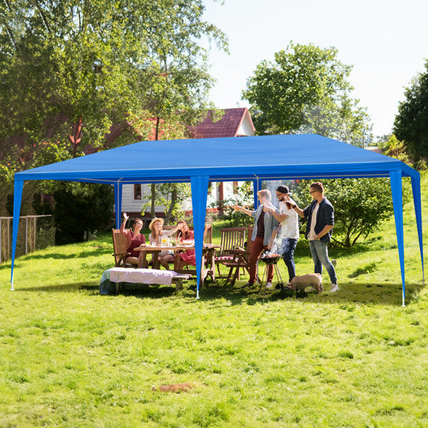 10'x20' Outdoor Party Tent With 6 Removable Sidewalls, Waterproof Canopy Patio Wedding Gazebo, Blue