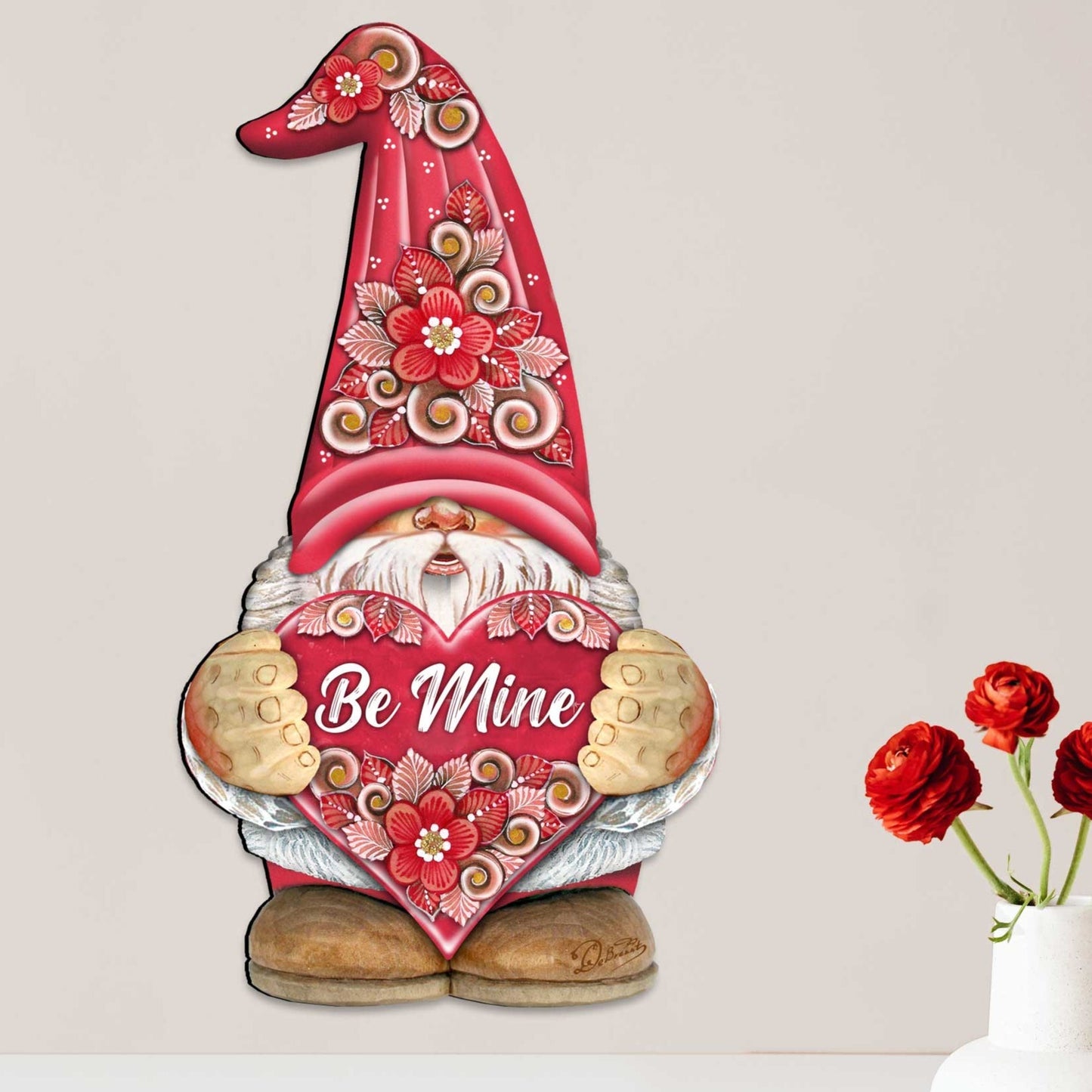 Be Mine Gnome Wooden Door Hanger Valentine Wall Art by G. DeBrekht - Love Family Kids Decor - 8611019H-0