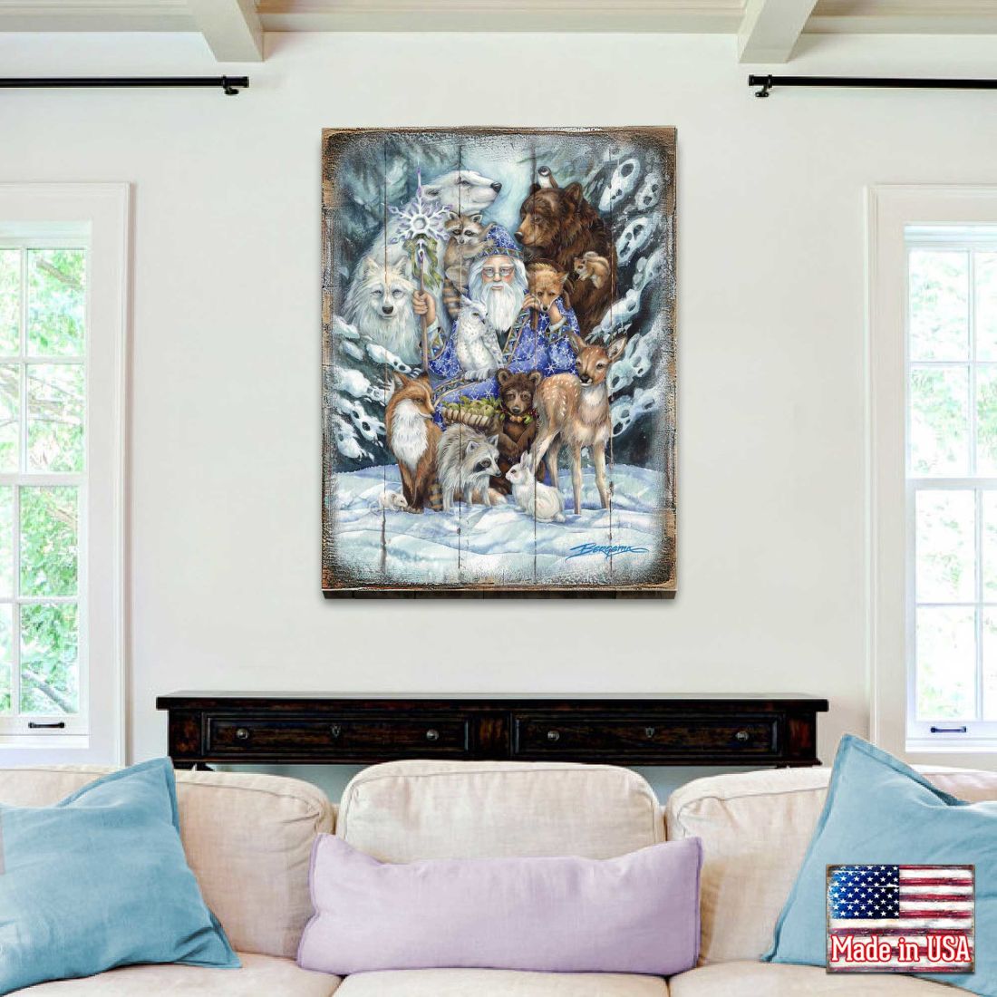 Gather in Peace Father Winter Animals Wooden Wall Art by J. Bergsma - Nature Wildlife Decor  - 8592968BP-JB-3