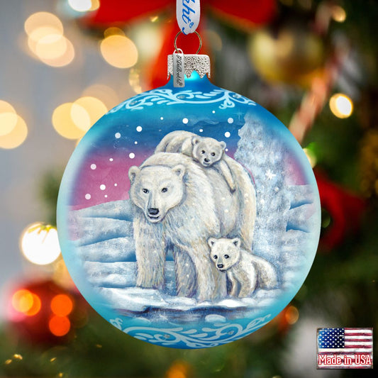 Polar Family Ball Glass Ornament by G. DeBrekht - Wildlife Holiday Decor - 73322-0