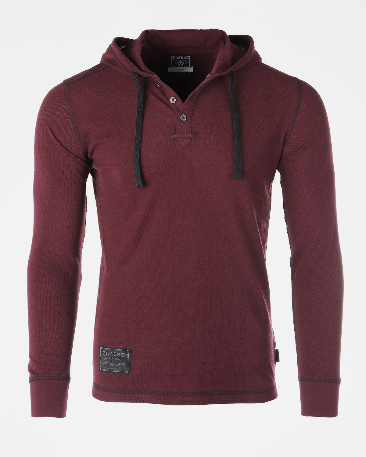 ZIMEGO Mens Vintage Thermal Long Sleeve Lightweight Fashion Hooded Henley-0