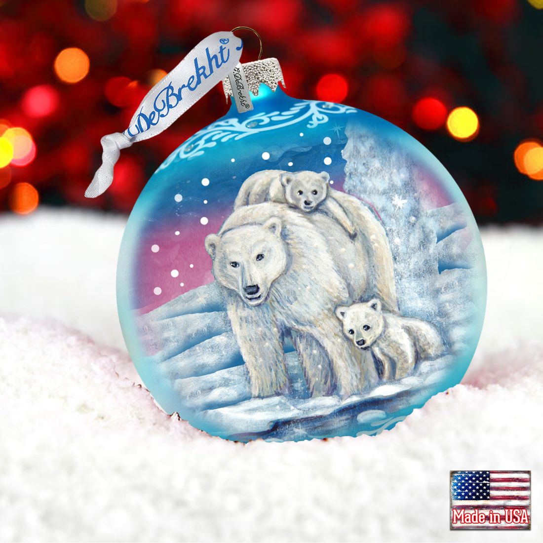 Polar Family Ball Glass Ornament by G. DeBrekht - Wildlife Holiday Decor - 73322-1