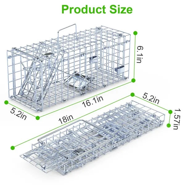2Pcs Foldable Rat Trap Cage Humane Live Rodent Trap Cage Galvanized