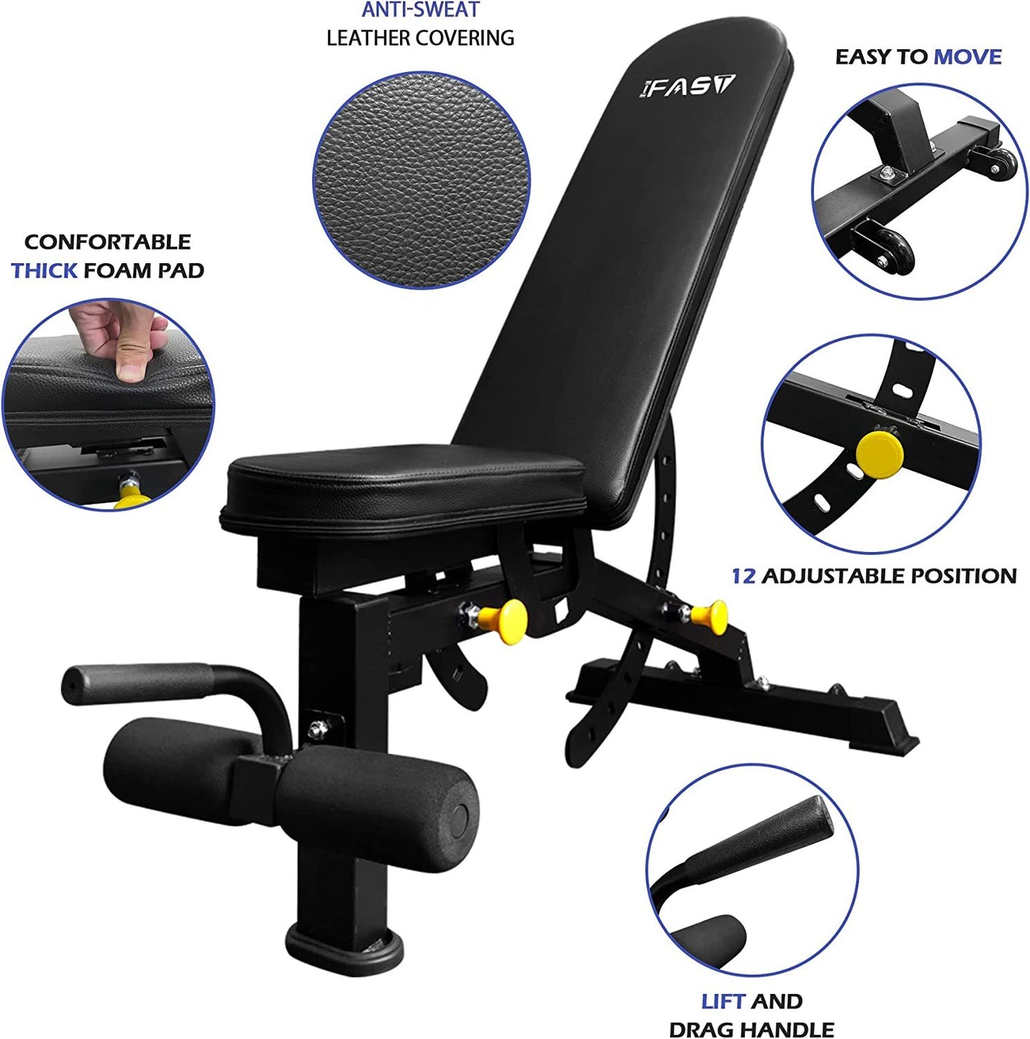Adjustable Strength Training Bench Press Home Full Body Workout Foldable Weight Benches Gym Multi-functional Fitness Dumbbell Chair
