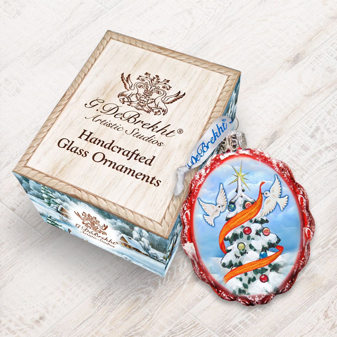 Dove Tree of Piece Mercury Glass Ornament by G. DeBrekht - Christmas Decor - 777316-2