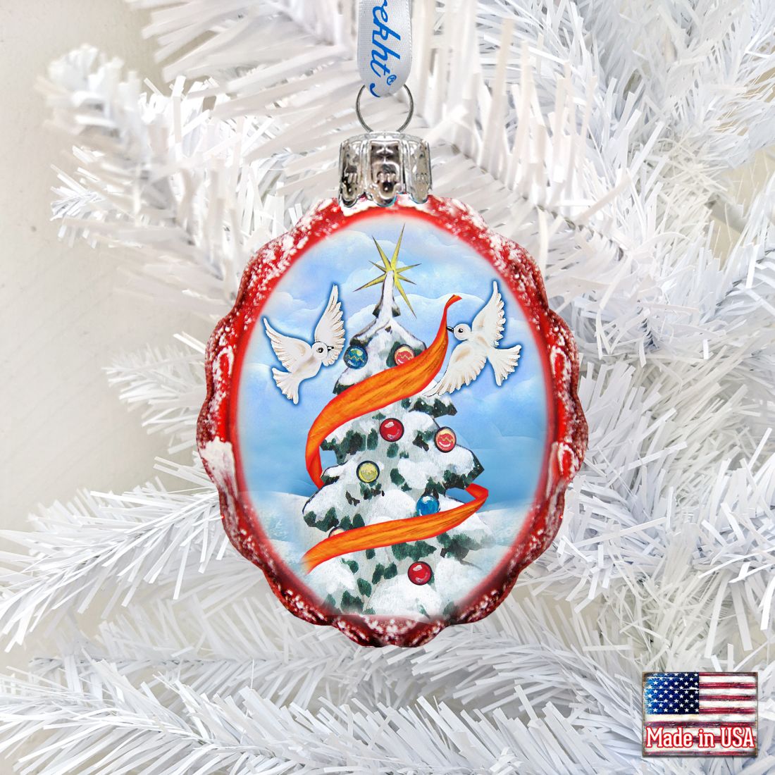 Dove Tree of Piece Mercury Glass Ornament by G. DeBrekht - Christmas Decor - 777316-0