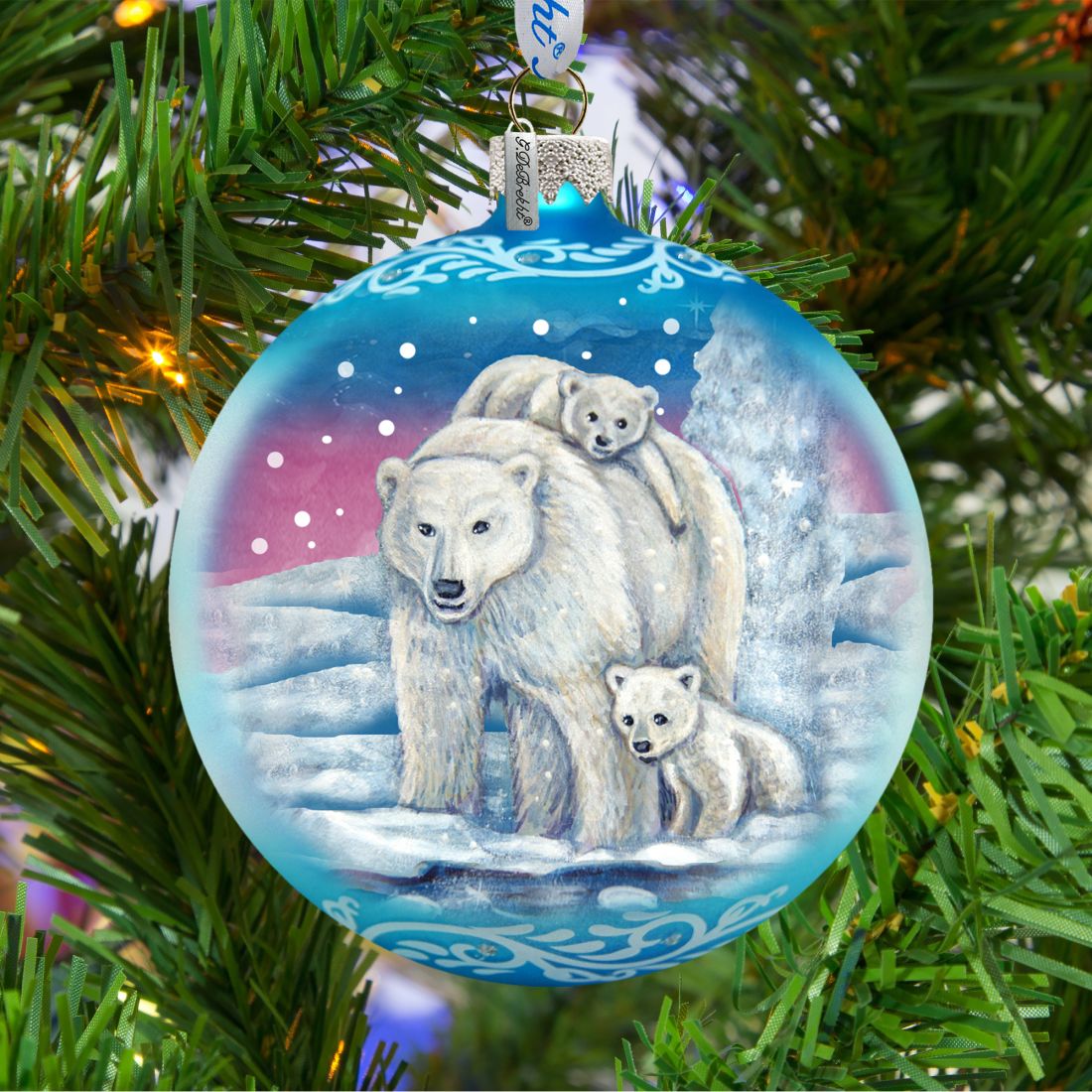 Polar Family Ball Glass Ornament by G. DeBrekht - Wildlife Holiday Decor - 73322-2