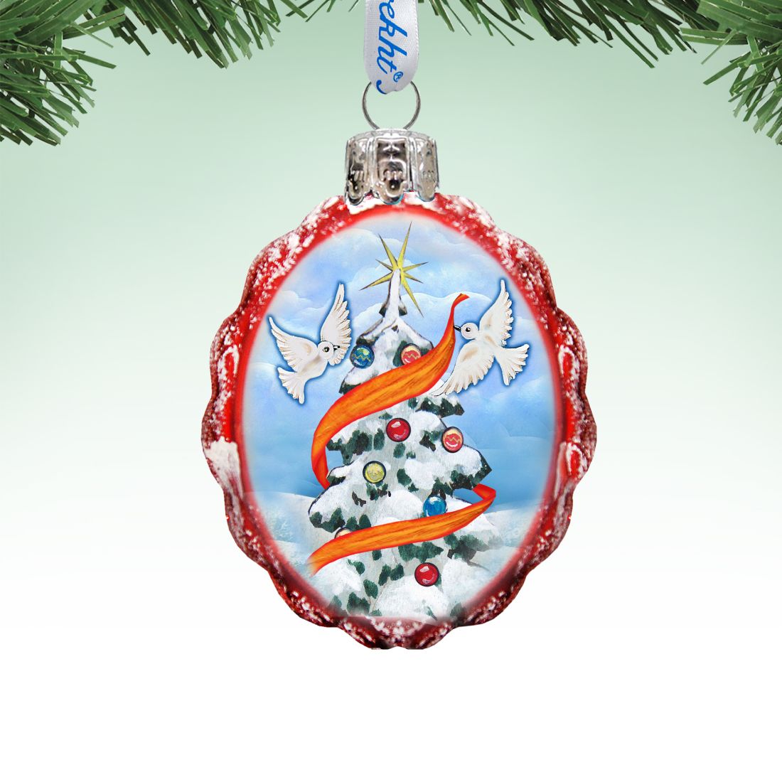 Dove Tree of Piece Mercury Glass Ornament by G. DeBrekht - Christmas Decor - 777316-1