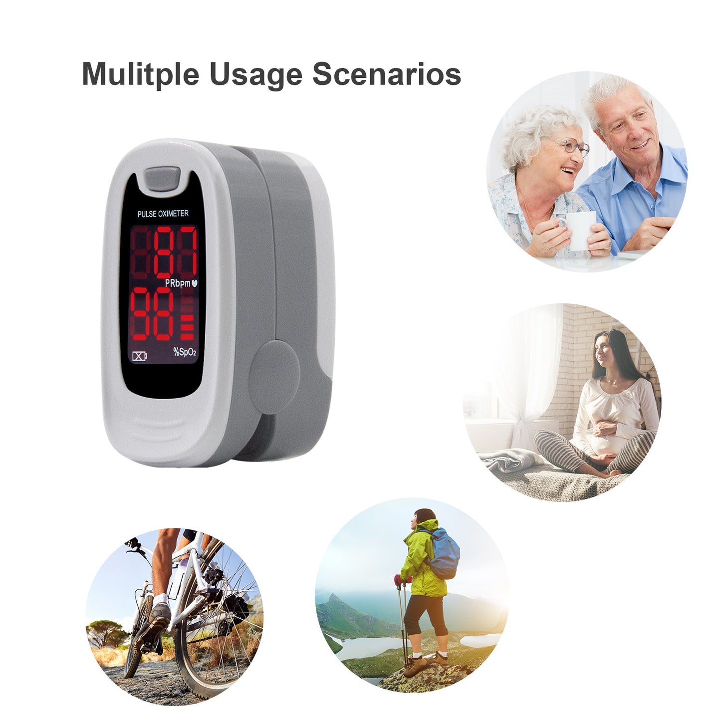Finger Pulse Oximeter Blood Oxygen Sensor SpO2 Monitor Heart Rate O2 Meter